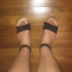 Black Ankle Strap Flats